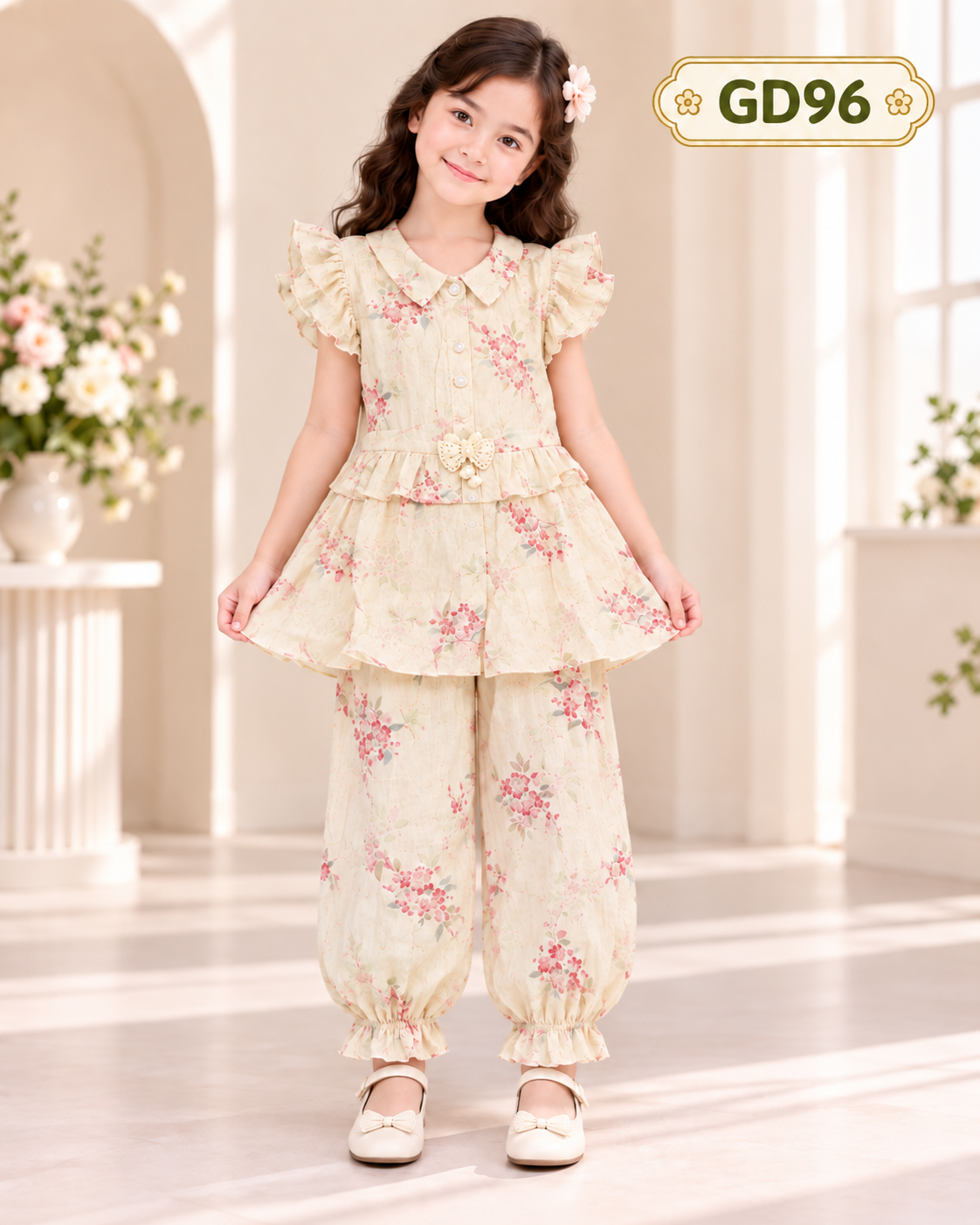 Premium Girls Floral Ruffle Pant Set – GD96