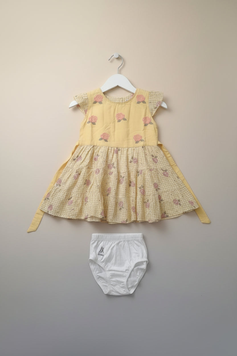 Baby Girl Floral Checkered Frock Dress with Diaper Cover Set198