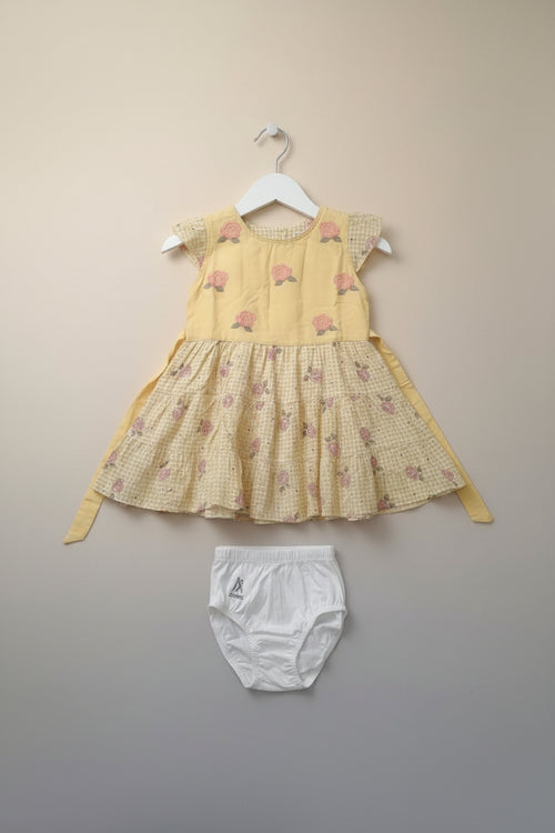 Baby Girl Floral Checkered Frock Dress with Diaper Cover Set198