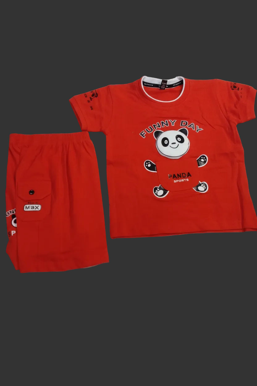 Kids “Funny Day Panda” T-Shirt & Shorts Set 329