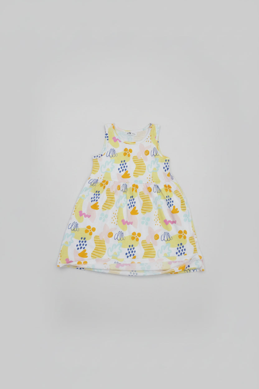 Girls Bird & Floral Printed Dress-3307
