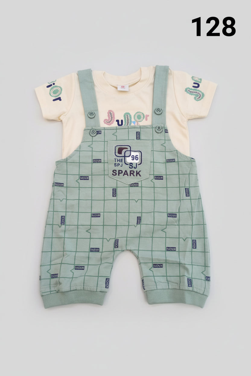 Baby Boys “Spark 96” Dungaree Romper Set (T-Shirt + Overall) 128