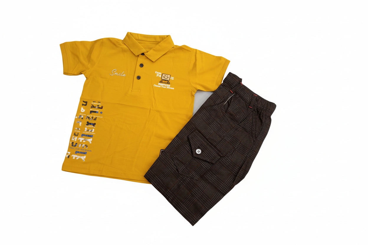 Boys Polo T-Shirt & Check Pant Set 311