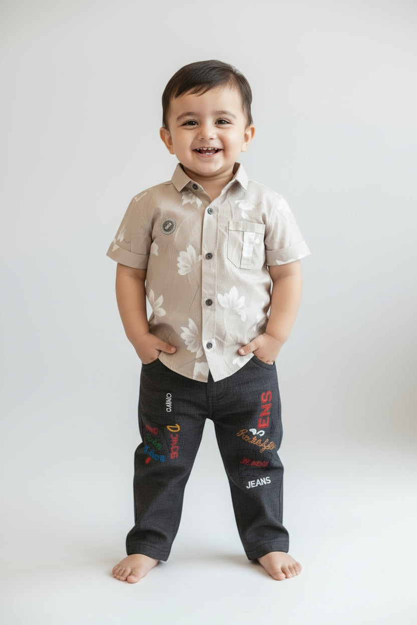 Kids Premium Floral Print Shirt & Pant Set 402