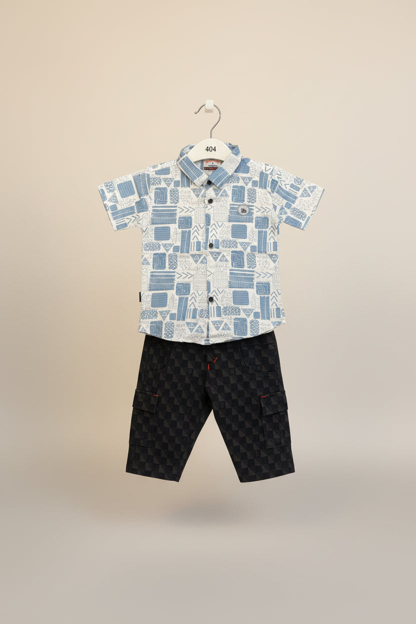 Kids Premium Printed Shirt & Patterned Pant Set-404