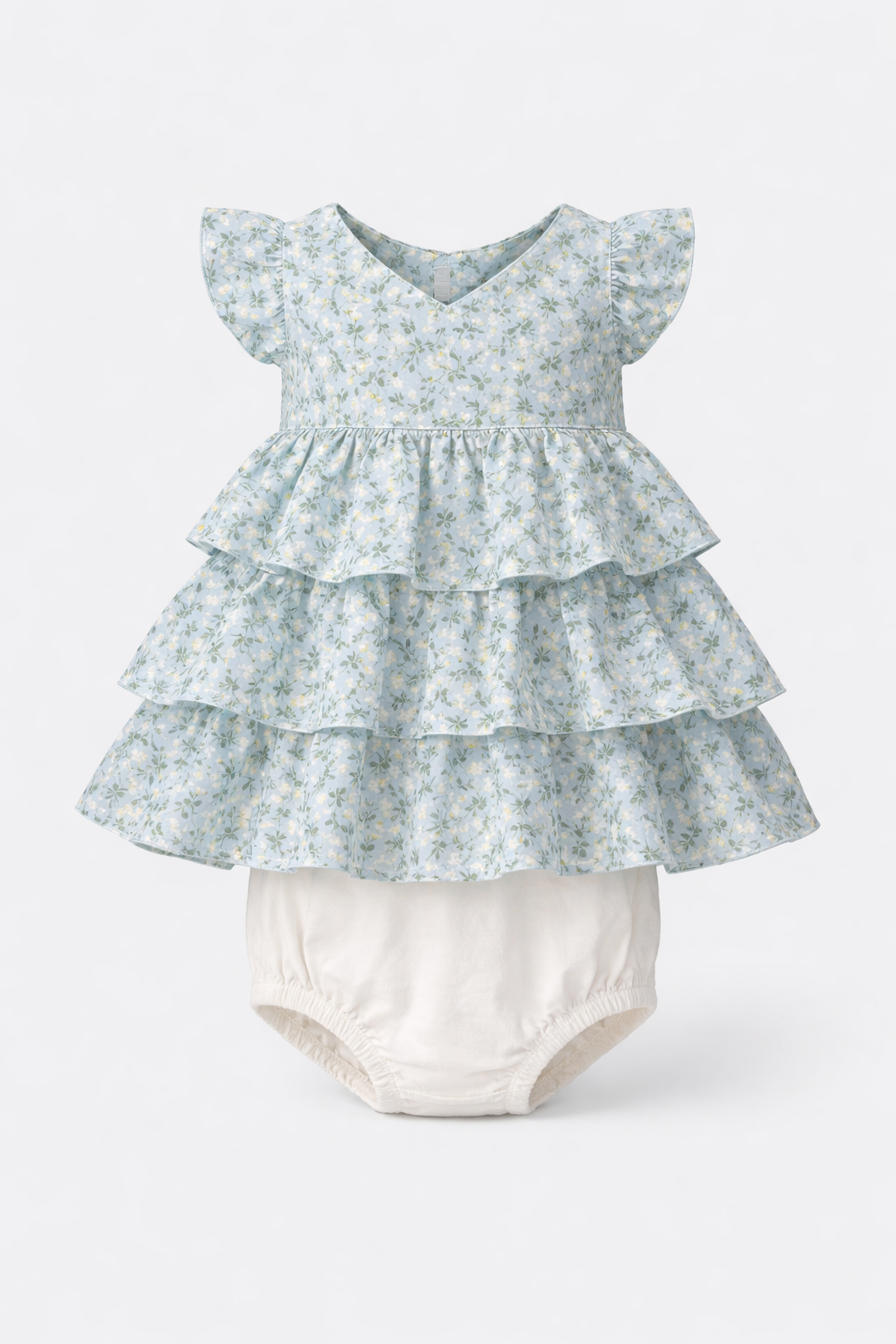 Baby Girl Floral Layered Frock Dress with Bloomers Set-0092