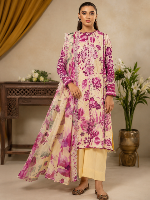 Premium Floral Unready Three Piece-C374