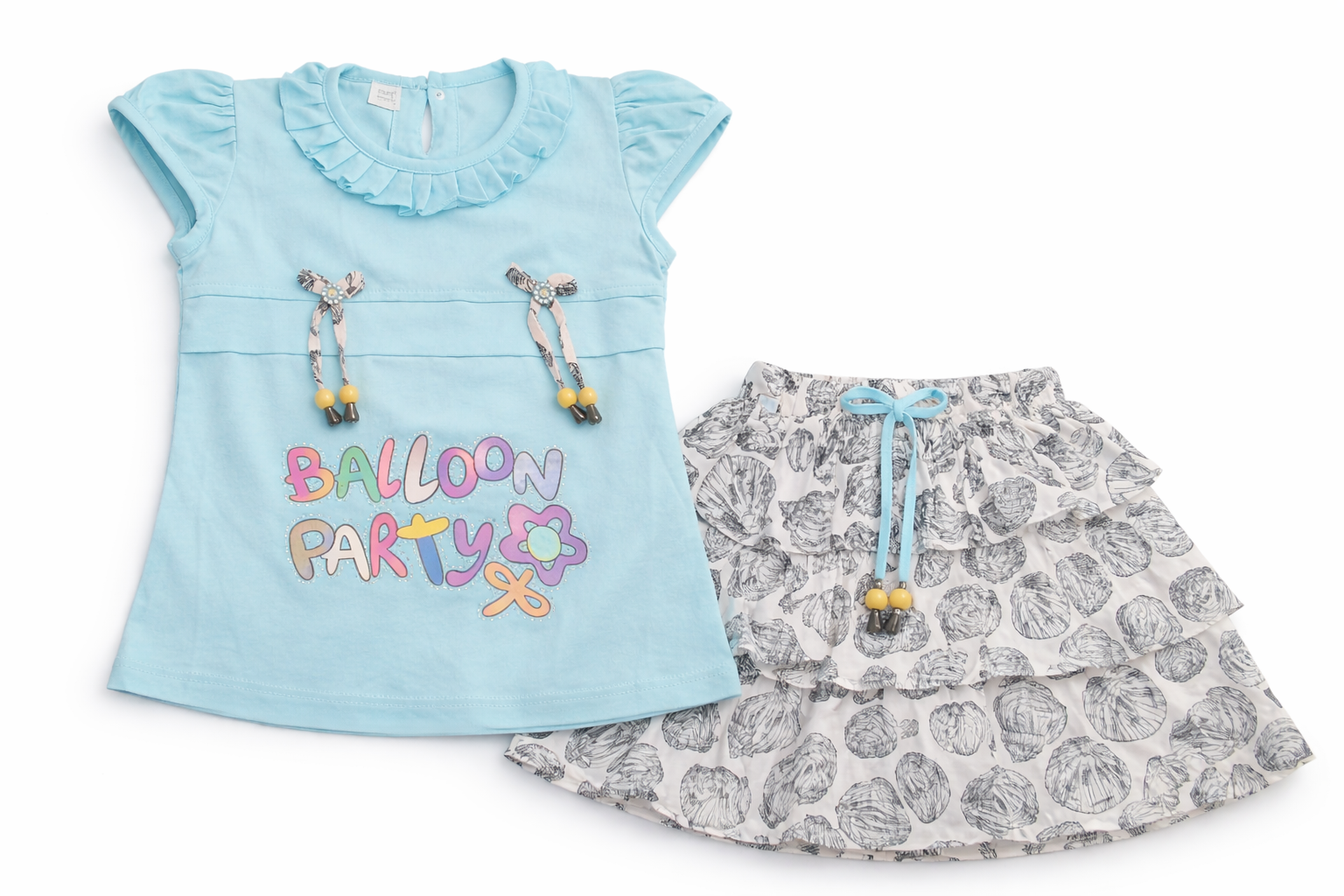 Girls Top & Printed Shorts Set 168