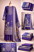 Premium Floral Printed Lawn Three Piece Suit Set 1139