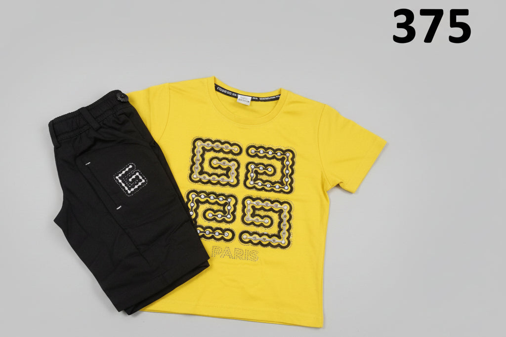 Kids Premium Printed T-Shirt & Shorts Co-Ord Set – Paris Edition 375