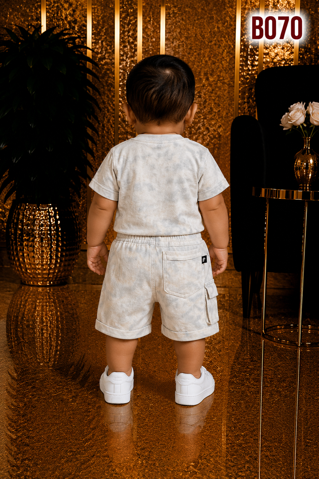 Boys Washed Cargo T-Shirt & Shorts Set-BO70
