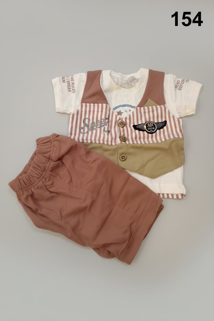 Baby Boy Stylish Vest T-Shirt & Shorts Set 154