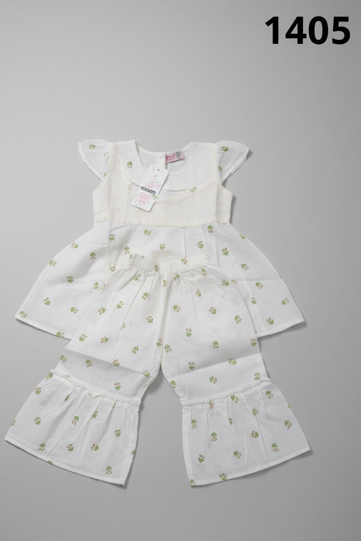Baby Girls Floral Peplum Top & Bell Bottom Pant Set 1405