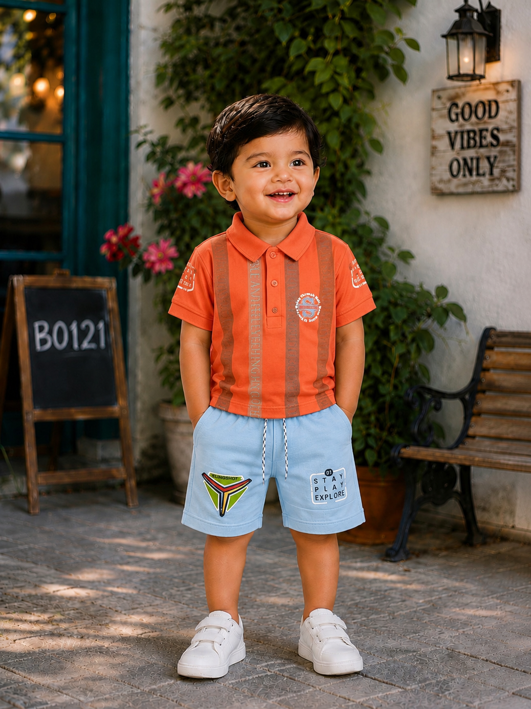 Boys Premium Striped Polo Shirt & Shorts Set – BO121