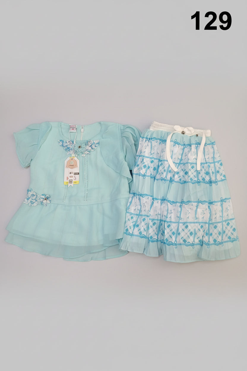 Girls Top & Printed Skirt Set 147