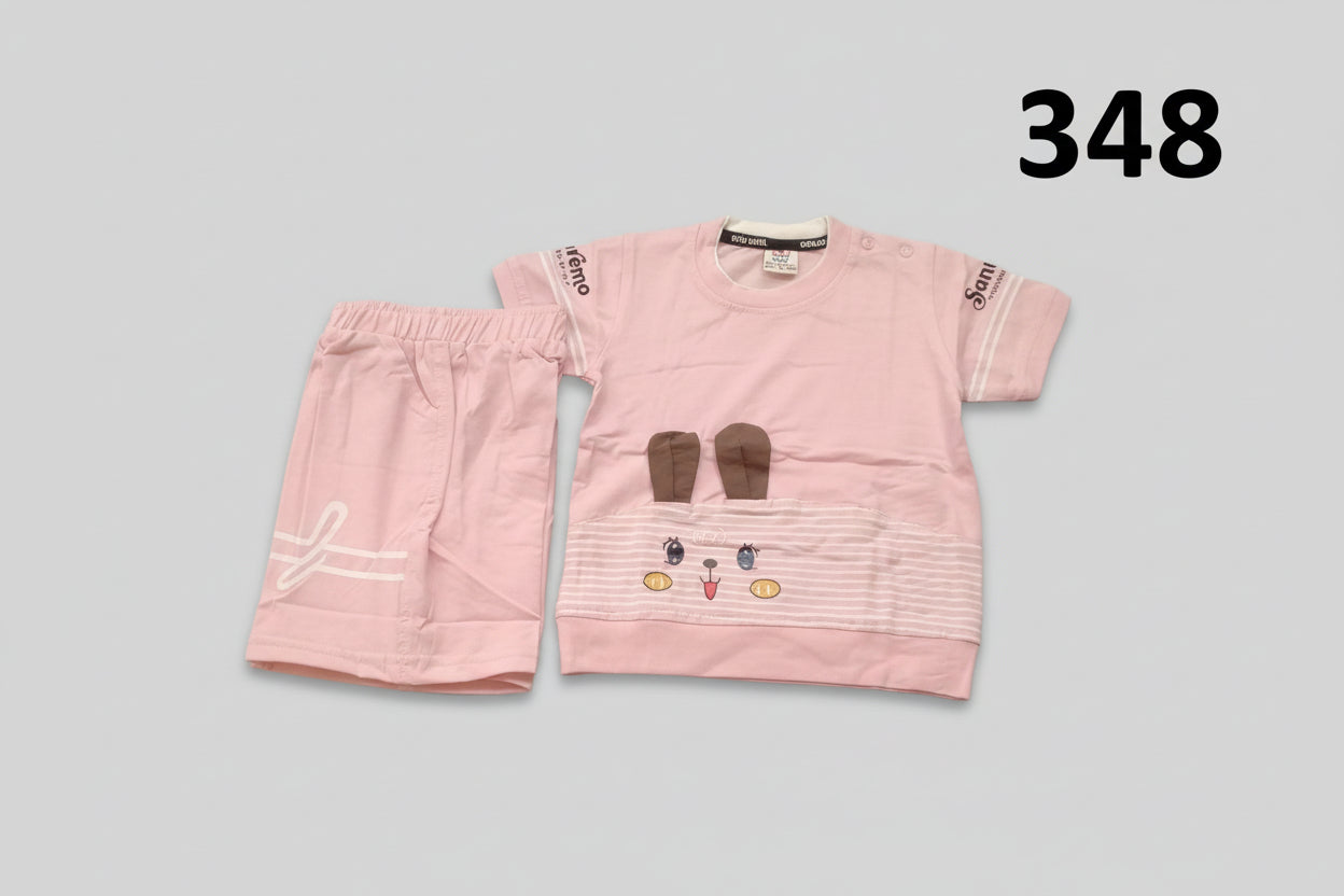Baby Cute Bunny Face T-Shirt & Shorts Set 348