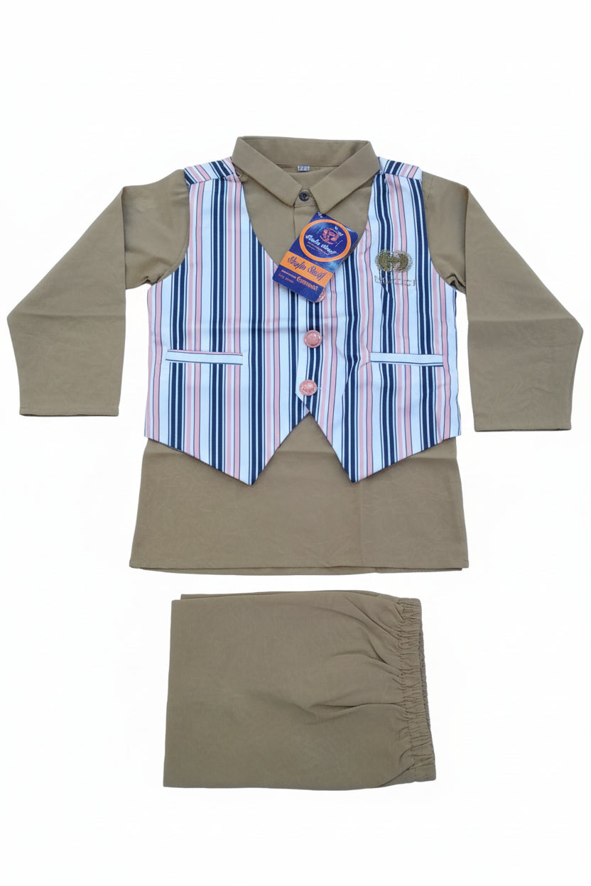 Boys Kurta Panjabi Set with Striped Waistcoat 403