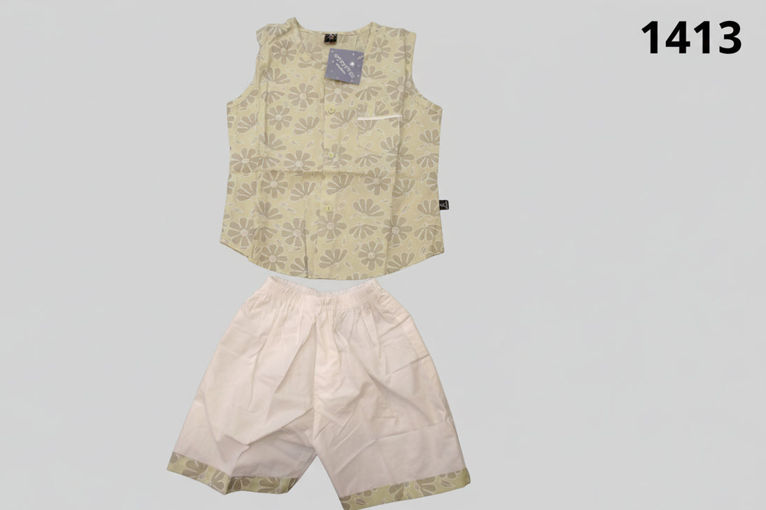 Baby Boys Floral Sleeveless Shirt & Shorts Summer Set 1413