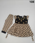 Baby Girl Embroidered Top & Printed Pant Set 107/108 - Cream & black