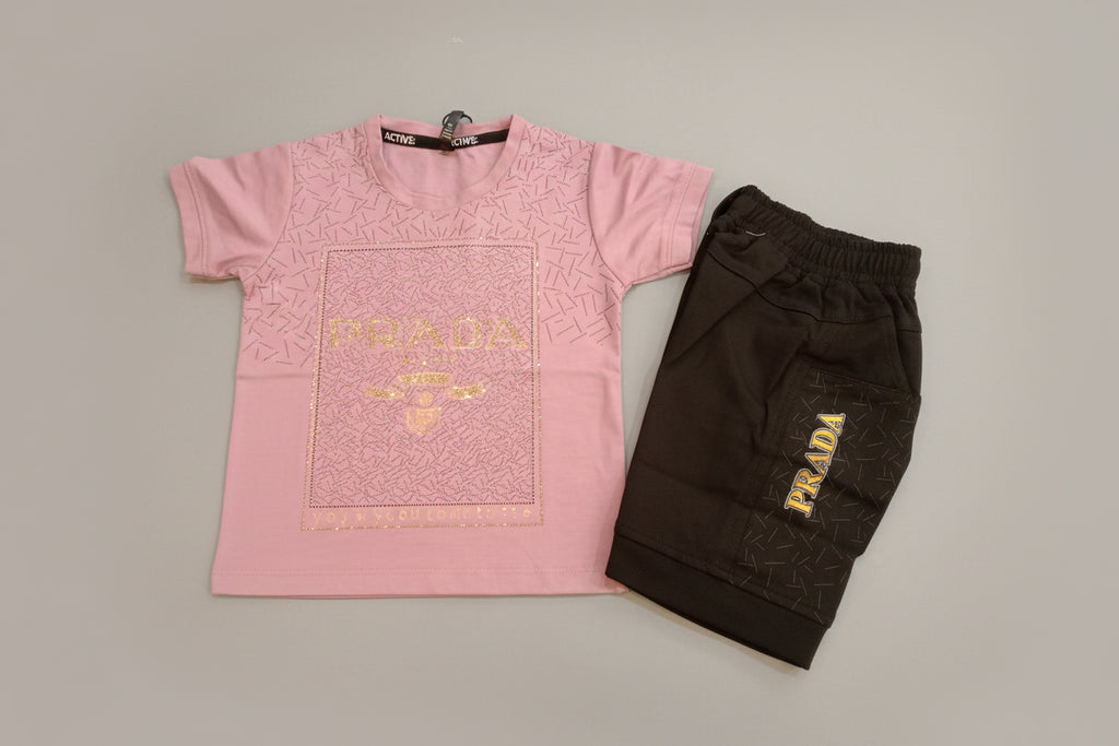 Girls PRADA Glitter Print T-Shirt & Cargo Pant Set 278