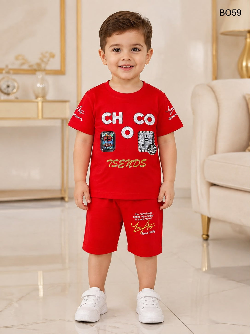 Boys Premium Graphic T-Shirt & Shorts Set-BO59