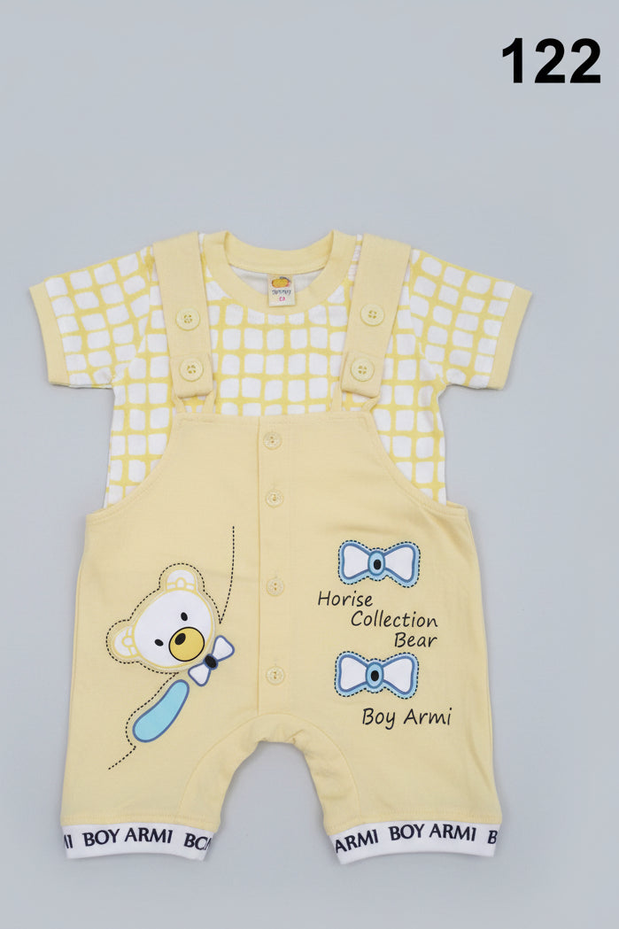 Baby Boy Cartoon Bear Dungaree Romper Set – 122