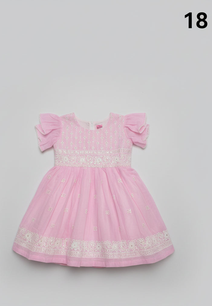 Girls Premium Embroidered Net Party Dress 18