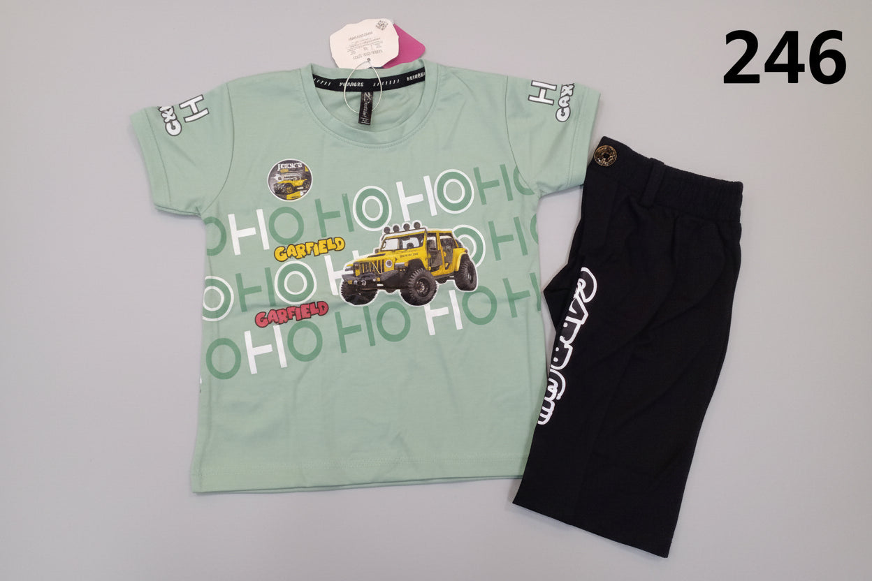 Boys “Garfield Jeep Adventure” Summer T-Shirt & Pant Set 246