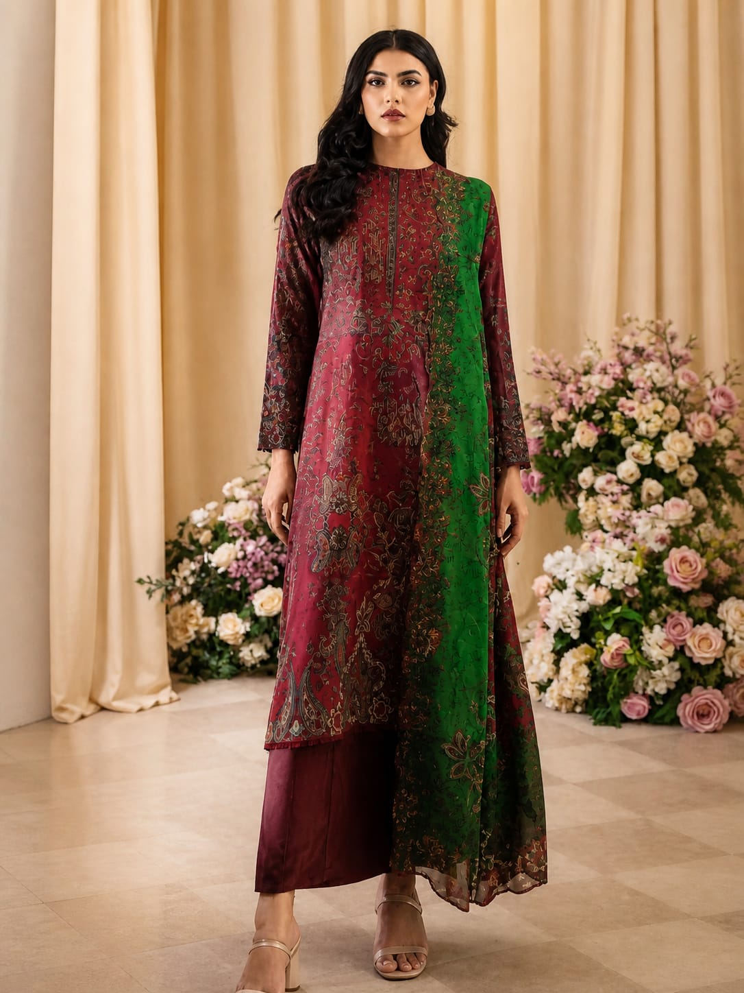Luxury Digital Printed Lawn Three Piece Set-C253