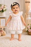 Pastel Ruffle Baby Girls Top & Bloomers Set-GD54