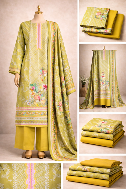Premium Floral Unready Three Piece-C124