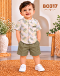 Boys Premium Geometric Print Shirt & Shorts Set – BO317