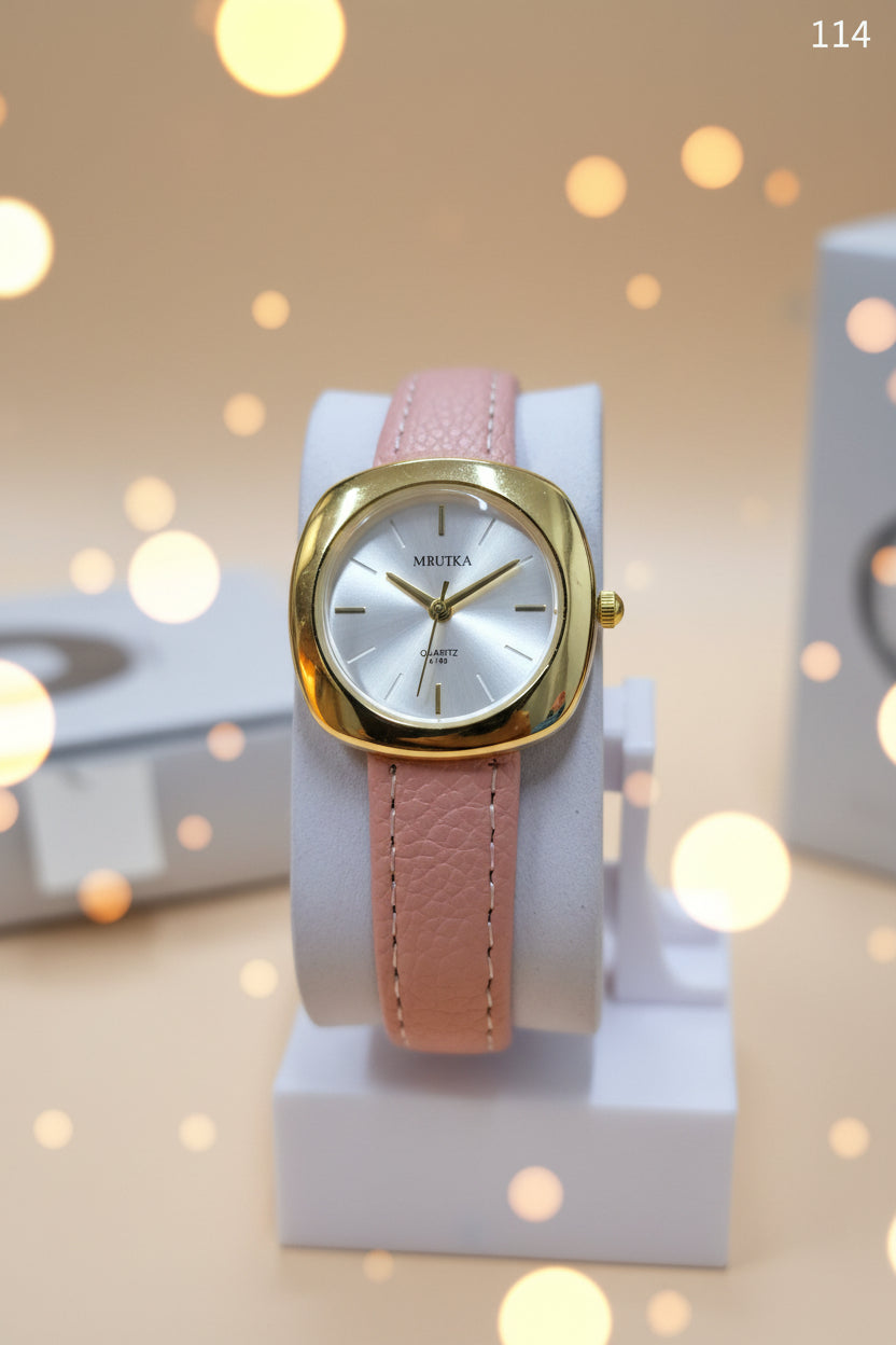 LW 114 MRUIKA Elegant Ladies Quartz Leather Strap Watch