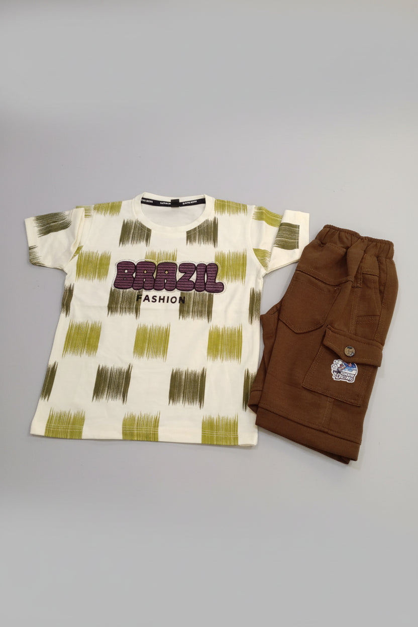 Boys Printed T-Shirt & Cargo Pant Set 374
