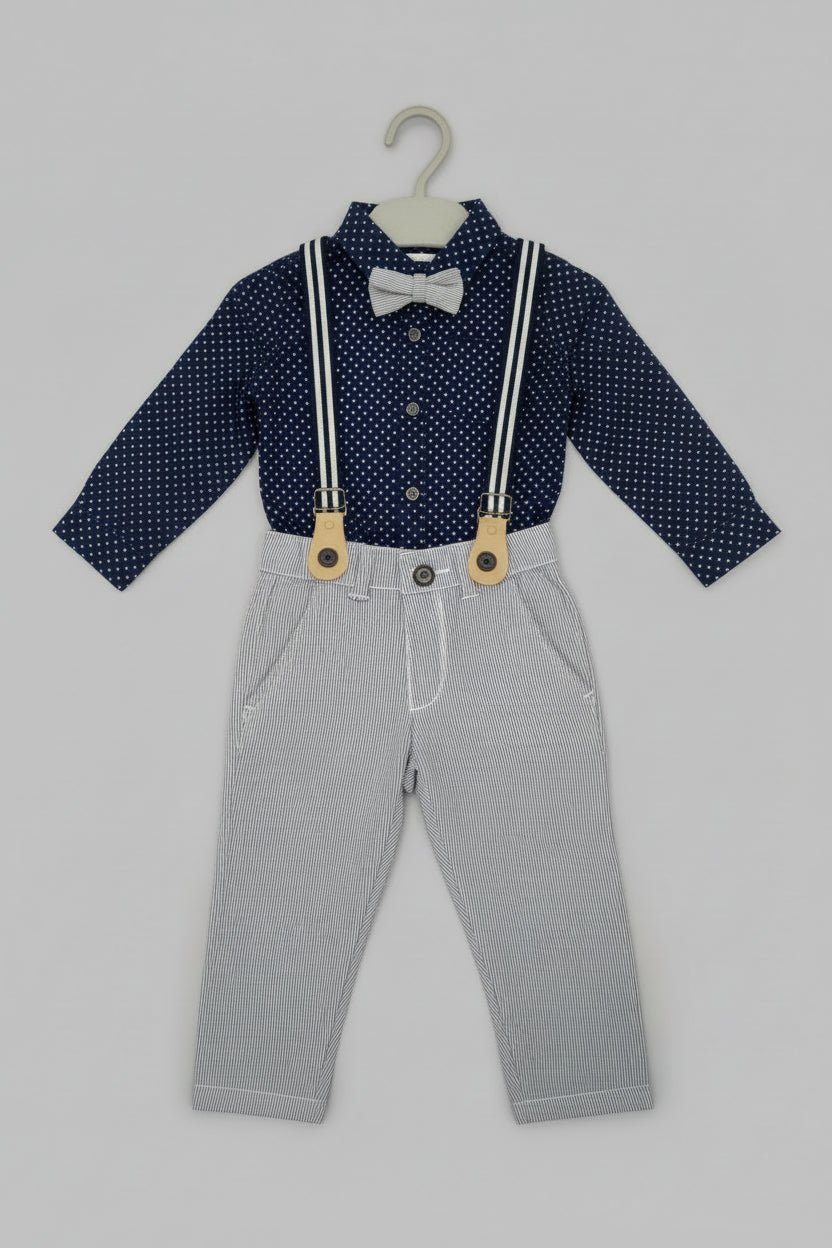 GATSBY Baby Formal Suspender Set – Printed Shirt with Bow Tie MIXED-4 954