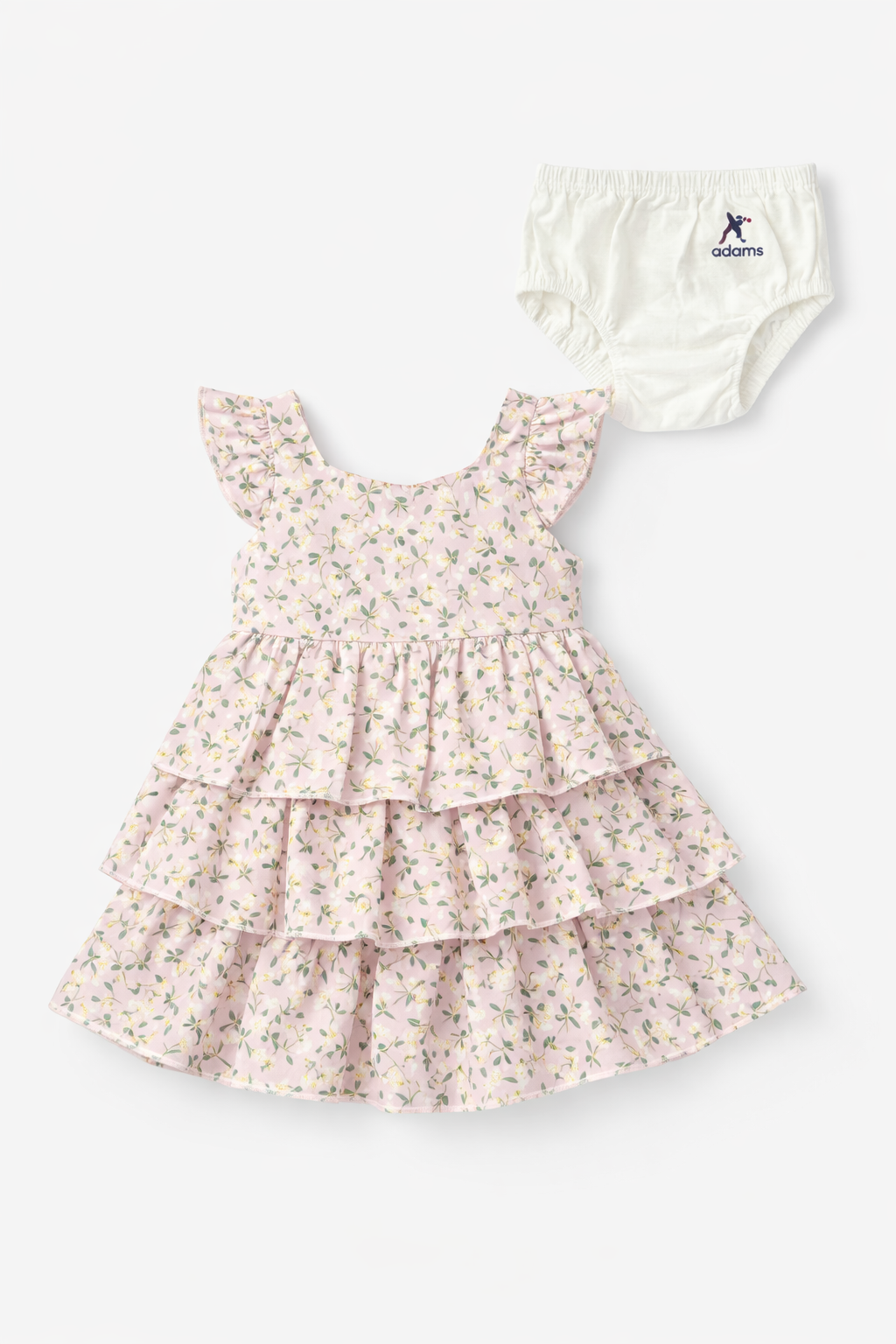 Baby Girl Floral Layered Frock Dress with Bloomers Set-0092
