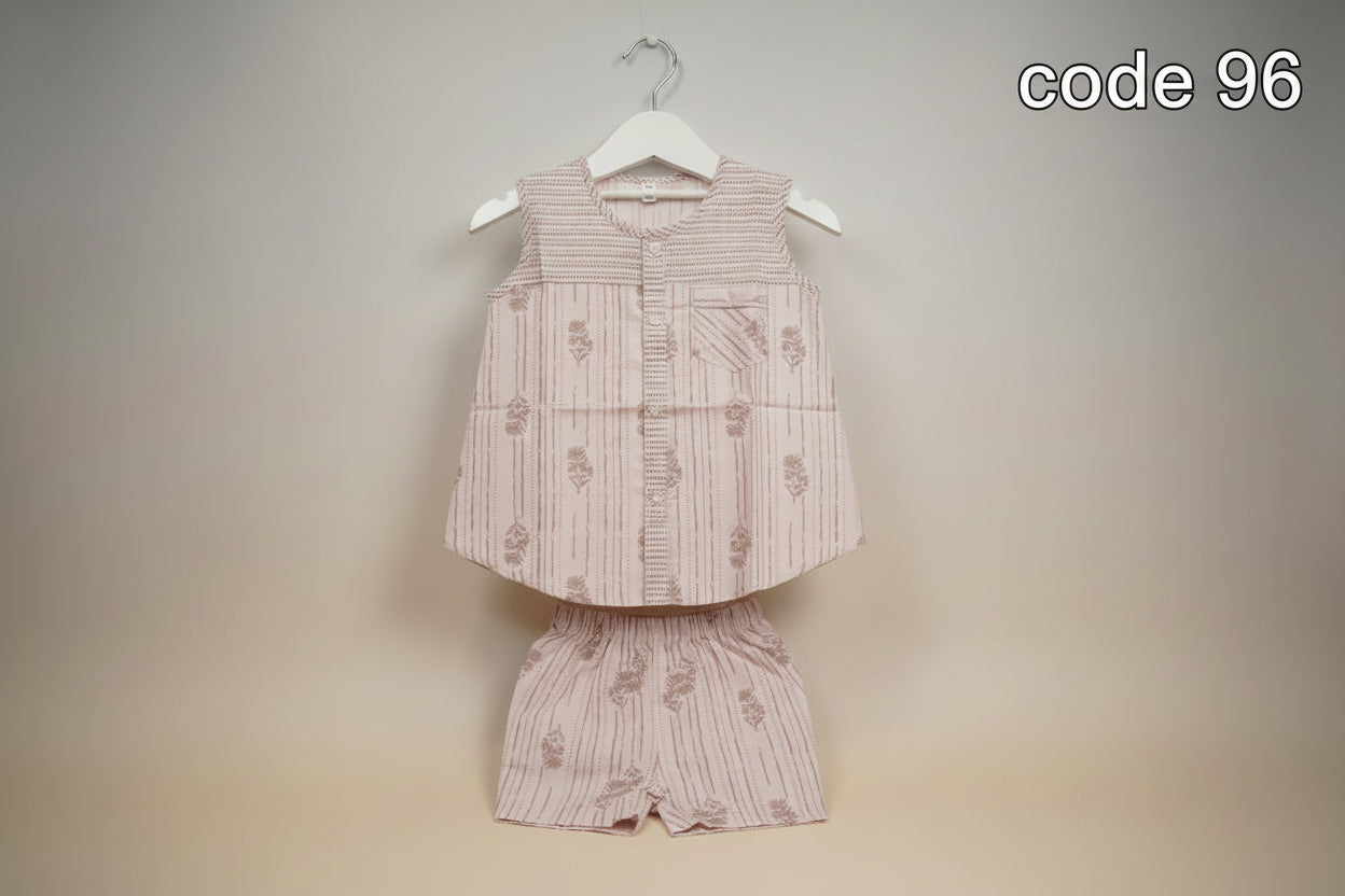 Girls Printed Sleeveless Top & Matching Shorts Set 96
