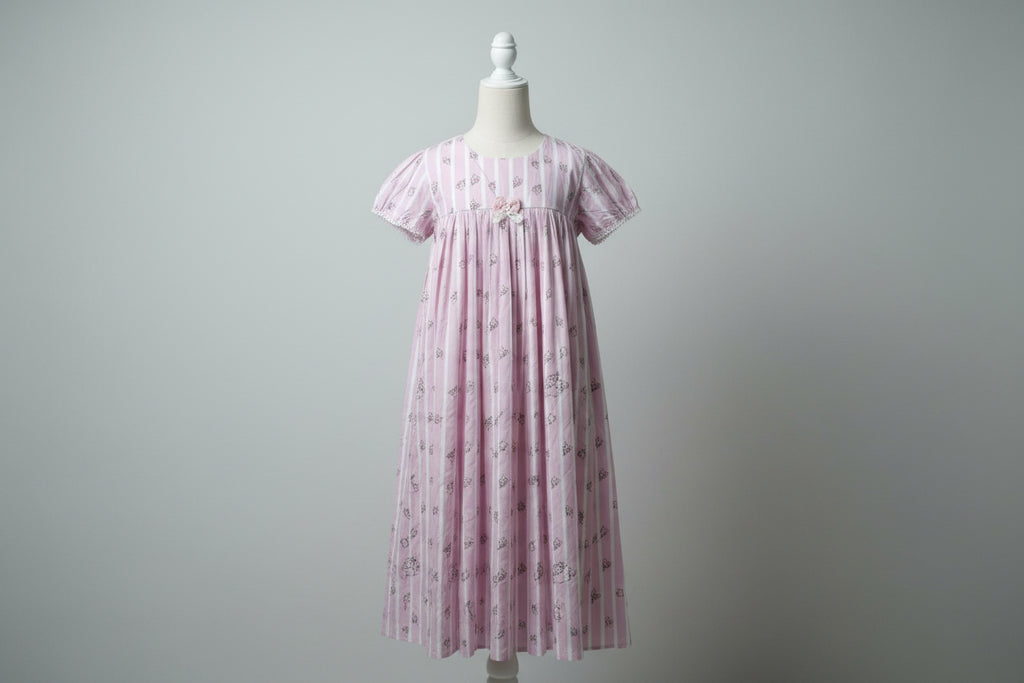 Baby Girls Cute Kitty Printed Striped Frock Dress 5