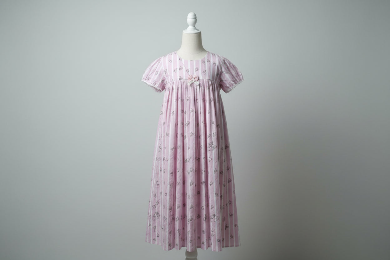 Baby Girls Cute Kitty Printed Striped Frock Dress 5