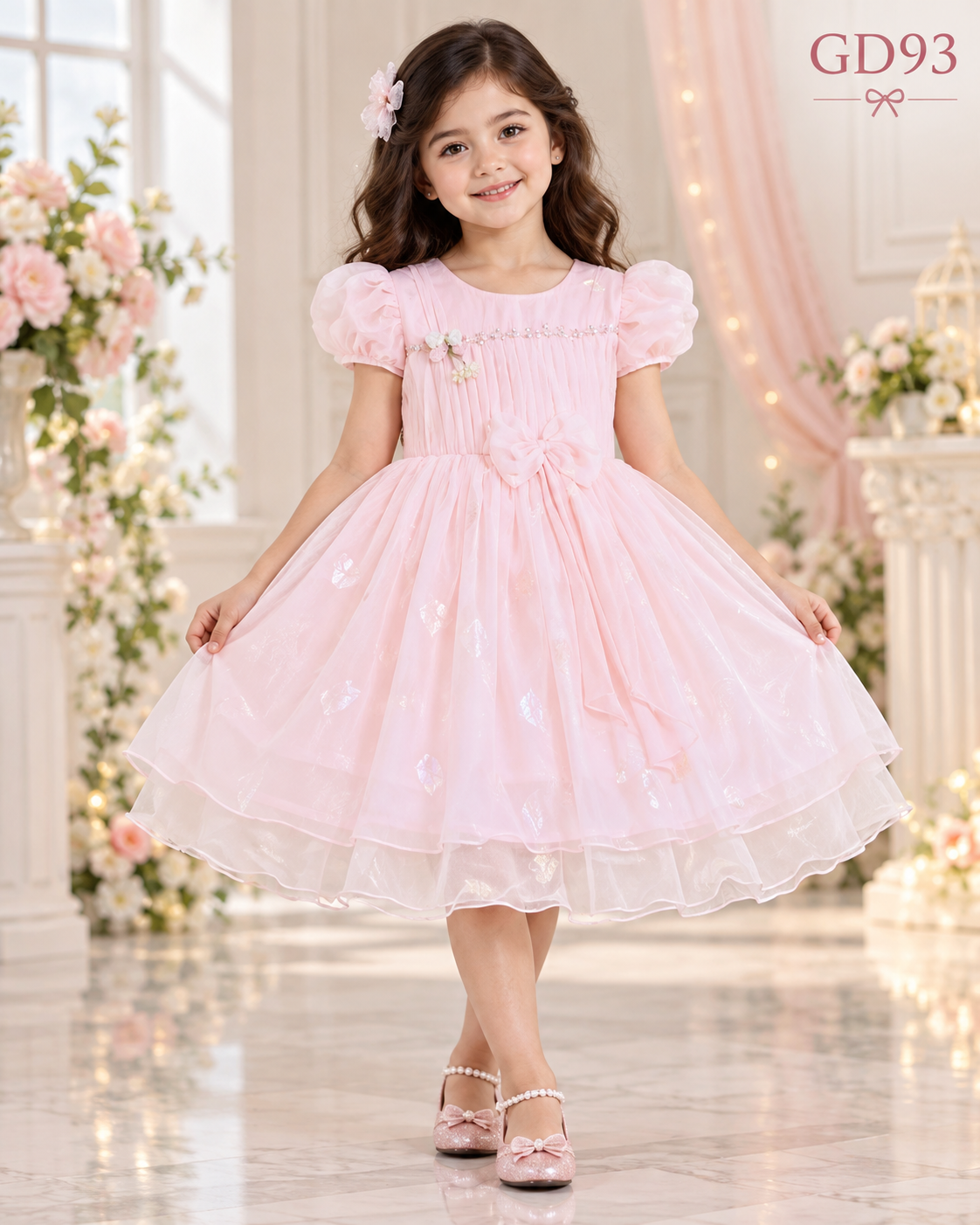 Premium Girls Bow Tulle Party Dress – GD93