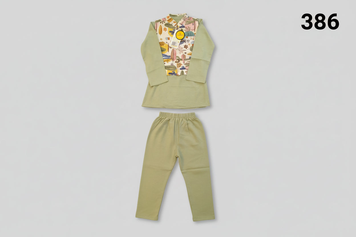 Boys Printed Waistcoat Kurta & Pajama Set 386