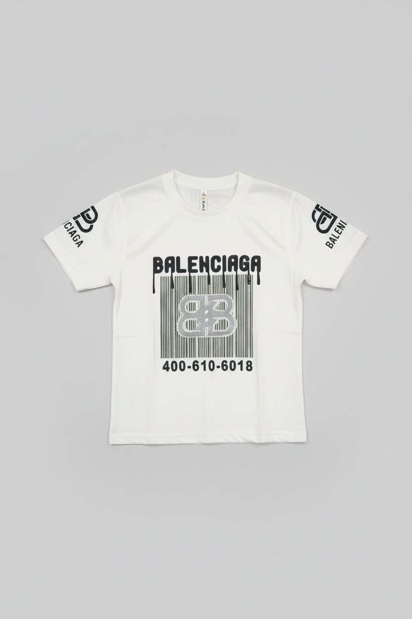 Alpana "Balenciaga" Inspired Graphic Streetwear T-Shirt – Dripping Logo & Rhinestone Detail 269