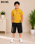 Boys Premium Polo T-Shirt & Check Cargo Shorts Set – Stylish 2 Piece Summer Outfit- BO185