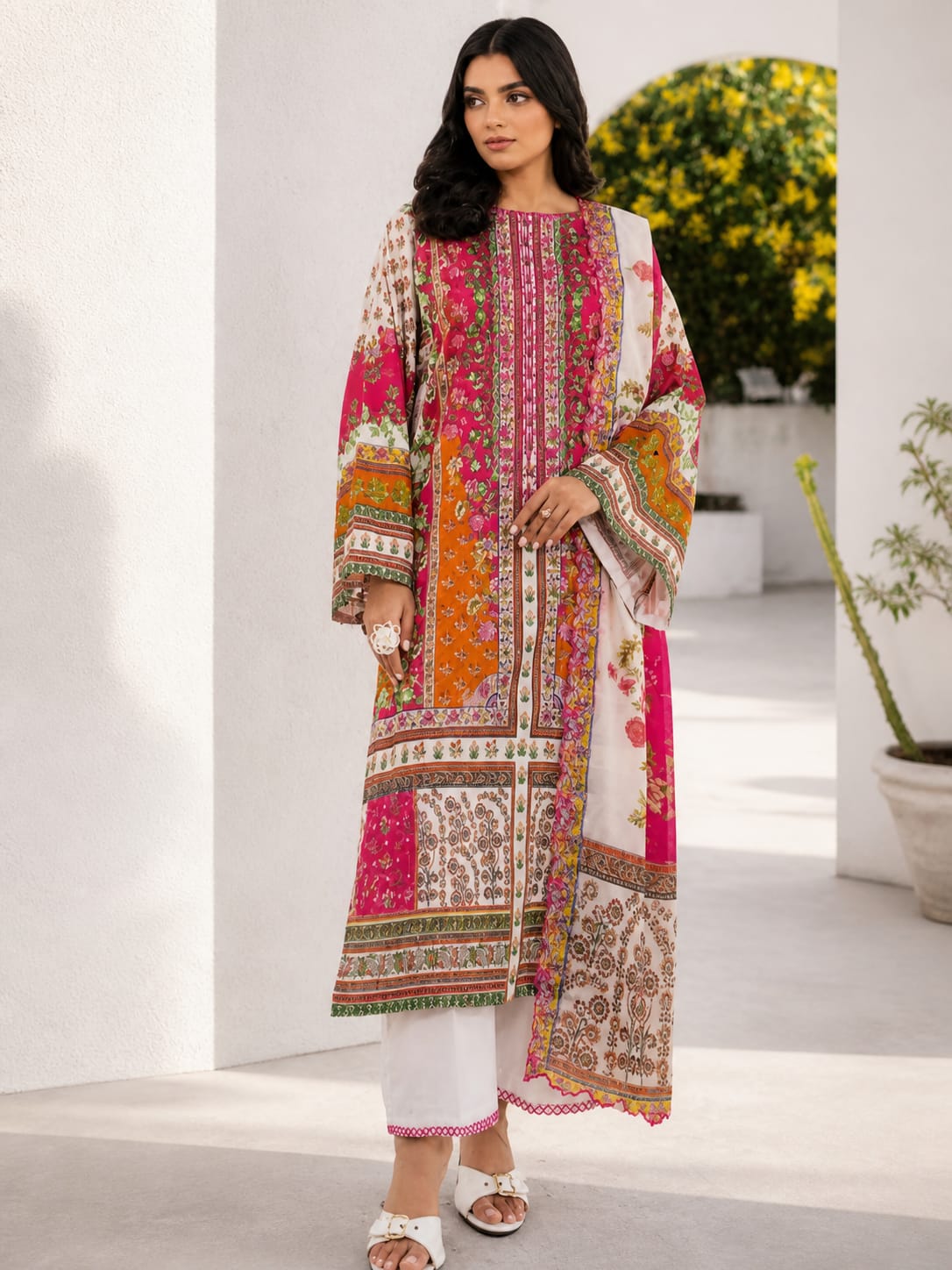 Luxury Digital Printed Lawn Three Piece Set-C251