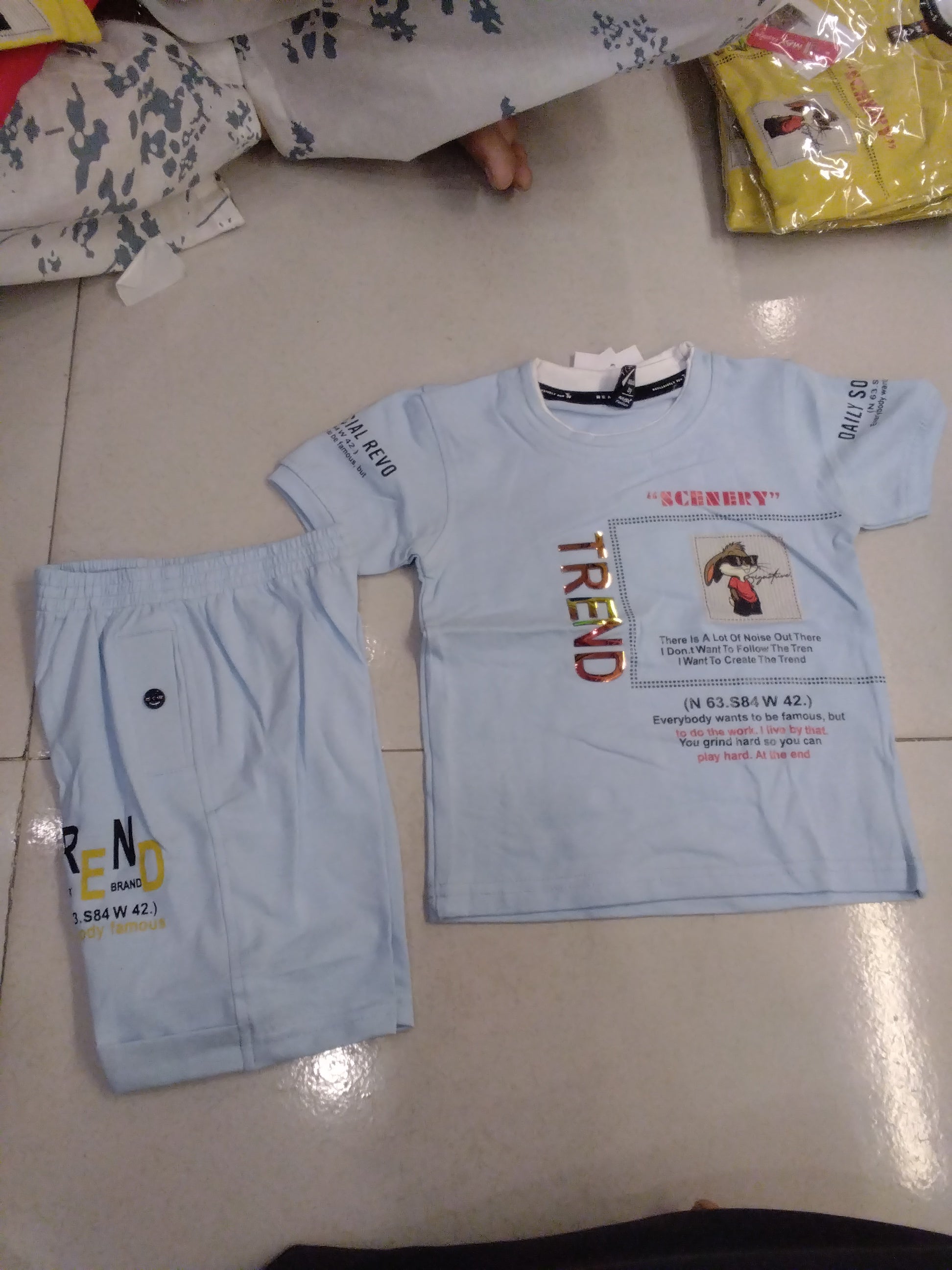Kids “SCENERY TREND” Printed T-Shirt & Shorts Set 348