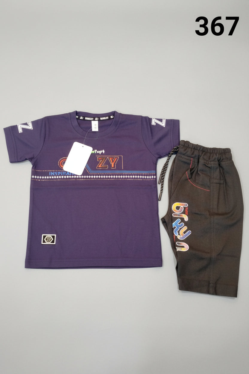 Boys Graphic T-Shirt & Shorts Set – Crazy Inspiration Print 367