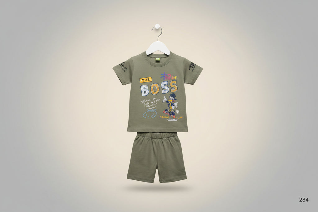 Kids Cartoon Print T-Shirt & Shorts Set 284