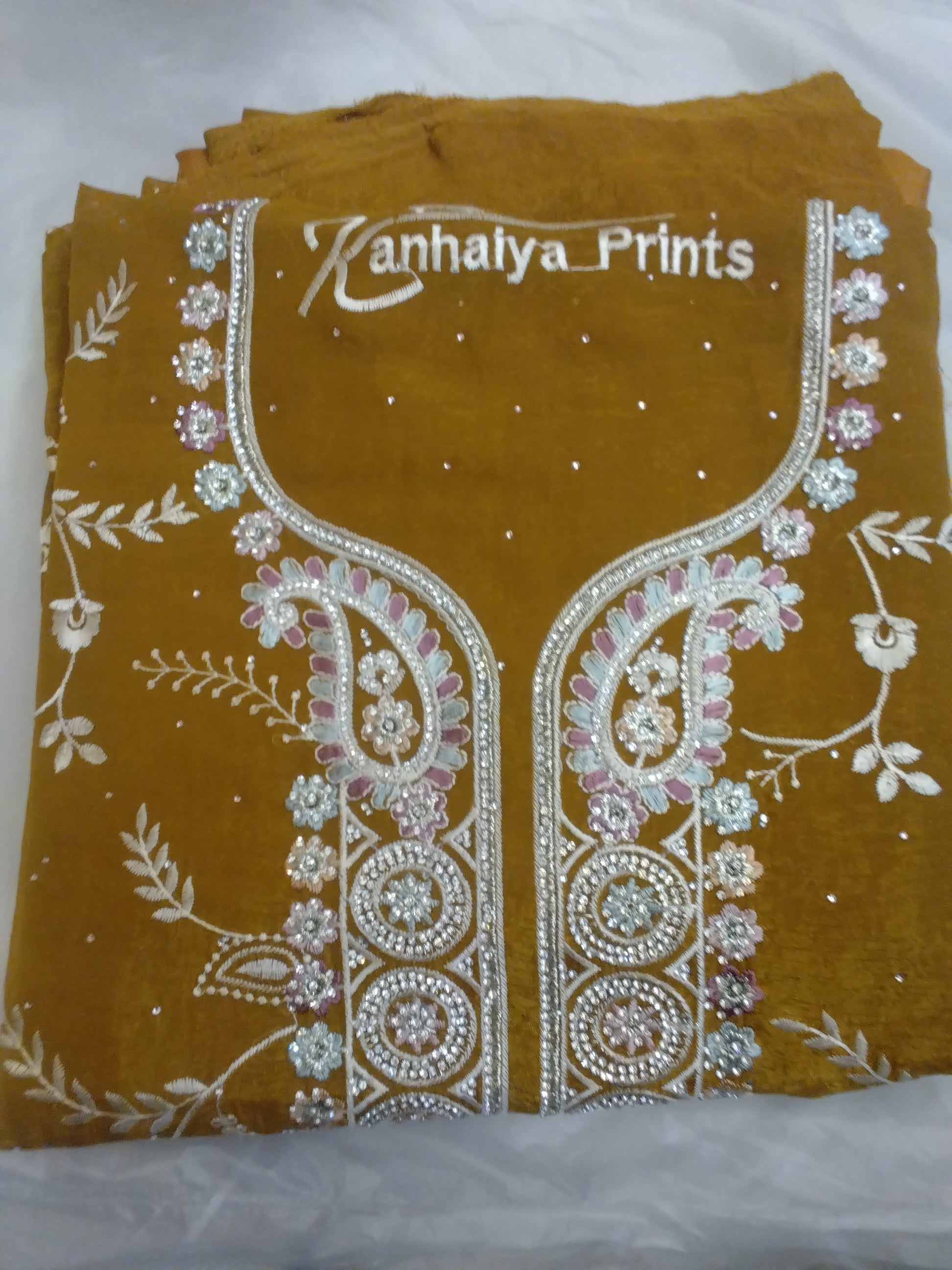 Premium Embroidered Unstitched Salwar Kameez Dress Material — Kanhaiya Prints Collection 003