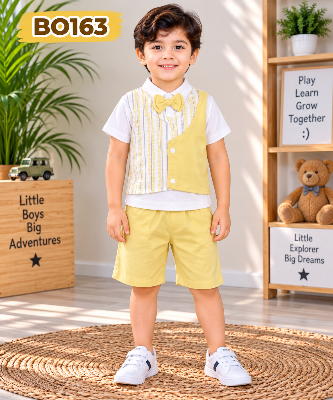 Baby Boys Formal Shirt & Shorts Set with Bow Tie BO163