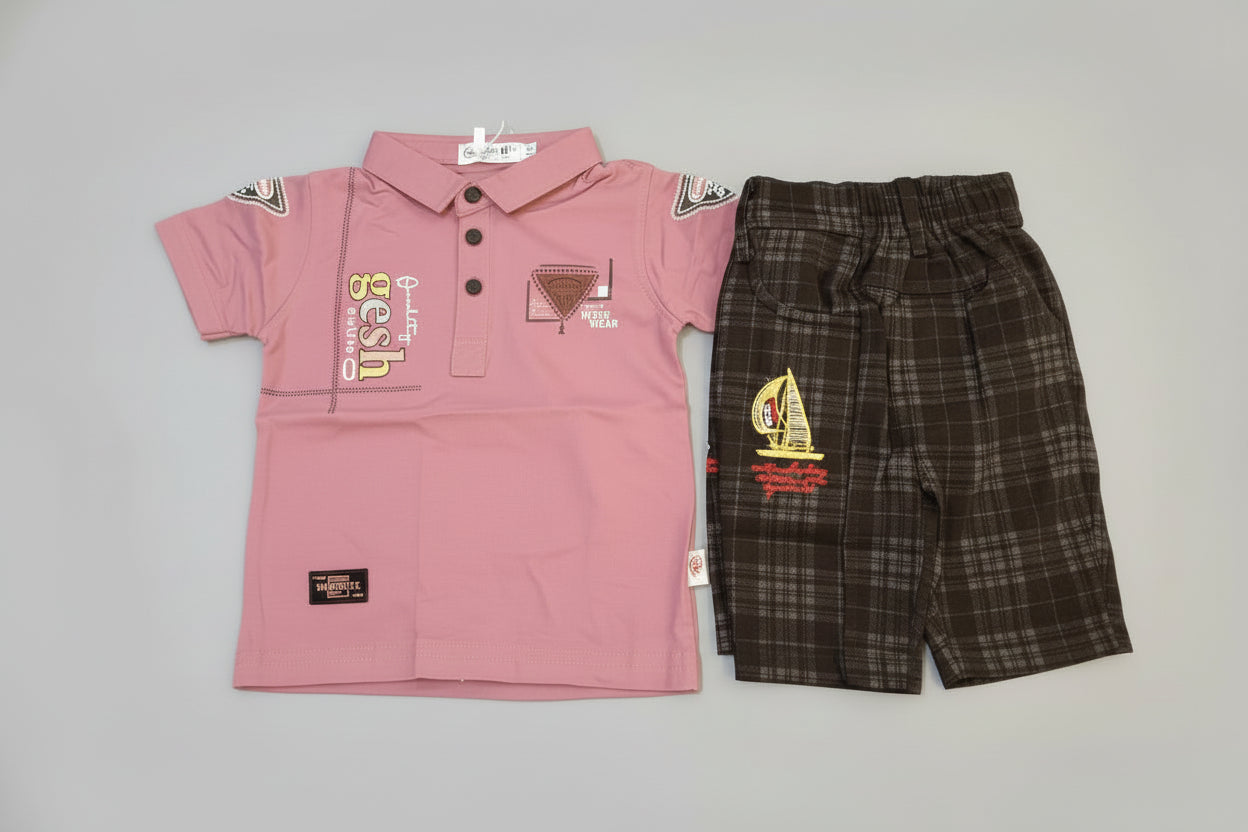 Boys classic t-shirt & check shorts set 660